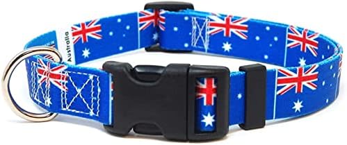 צווארון כלבים באוסטרליה | דגל אוסטרליה | Slip-On Martingale | מיוצר ב- NJ, ארהב | לכלבים בינוניים | רוחב 3/4